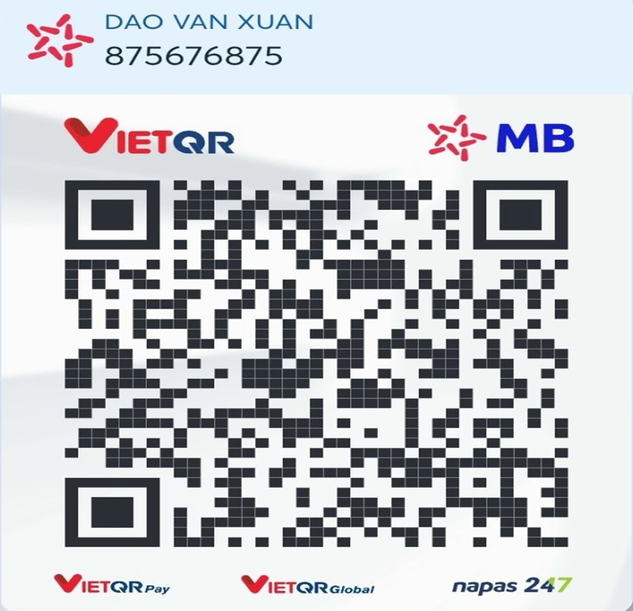 QR Code MB Bank — Đào Văn Xuân — 875676875